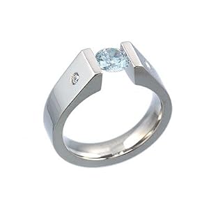 Geheimnis Blue Topaz and Diamond Titanium Tension Set Ring