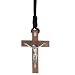 Wooden Crucifix necklace - small and thick (7cm or 2.76") - (pendant cord is 2 x 30cm in length)