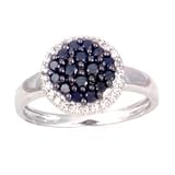 14K Black & White Diamond Cluster Ring