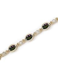 14K Yellow Gold Oval Mystic Topaz and Diamond Bracelet