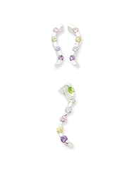 Sterling Silver Multi-colored CZ Earrings & Pendant Set