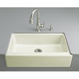 KOHLER K-6546-4U-96 Dickinson Apron-Front, Undercounter Kitchen Sink, Biscuit