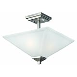 Design House 514802 Torino 2 Light Semi-Flush Ceiling Mount Light Fixture, Satin Nickel Finish with Snow Glass