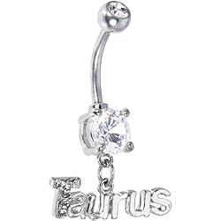 Crystalline Gem TAURUS Dangle Belly Ring