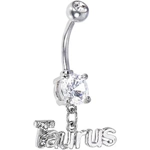 Crystalline Taurus Dangle Belly Ring