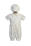 Lito Tristan-White- Christening-Cotton Romper with Embriodered Cotton Vest