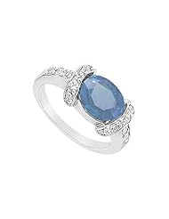 Sapphire and Diamond Ring 14K White Gold - 3.50 CT TGW