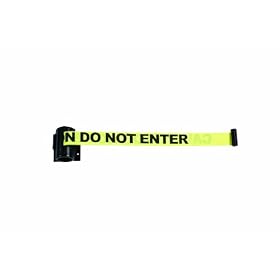 Brady 103942 6-1/2' Length, Black on Yellow Wall Mount Retractable Belt System, Legend "Caution Do Not Enter"