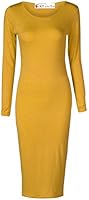 Crazy Girls Women's Long Sleeve Scoop Neck Midi Dress