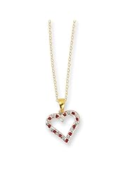 Sterling Silver & Gold-plated Dia. & Ruby 18in Heart Necklace
