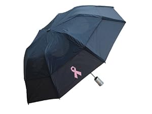 Gustbuster Metro Umbrella 43-inch Automatic Umbrella Black With Breast Cancer Awareness Logo