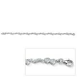 PalmBeach Jewelry Platinum over Sterling Silver Diamond Heart and Wings Ankle Bracelet