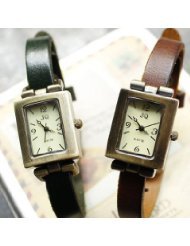 5 Colors New Style Sliding Surface Bronze Square Dial Cow Leather Womens Watch - BY ninetong