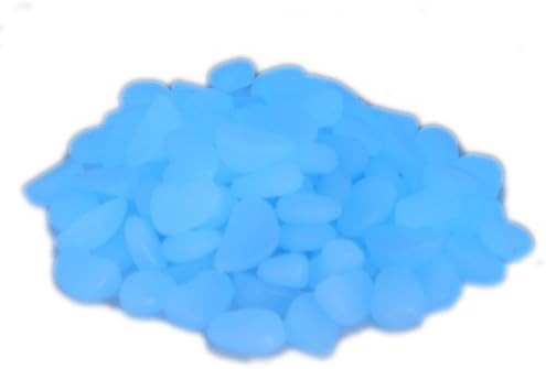 Sharewings 100 Sky Blue Man-made Glow in the Dark Pebbles Stone for Garden Walkway--Making Your Garden or Yard Looks Different from Your Neighbors' at night