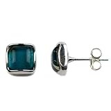 Blue Lavender Treated Amber and Sterling Silver Stud Earrings