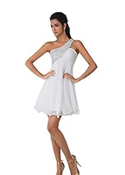 Beaded Sequined Backless Short Empire   Waistline Chiffon/Polyester Prom Dress 