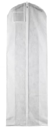 White Breathable Wedding Dress Gown Garment Bag - Extra Long with 10" Gusset (B7210W)