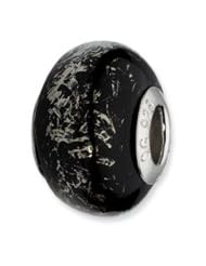 Sterling Silver Black w/Platinum Foil Ceramic Charm