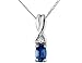 Blue Sapphire Gemstone and Diamond Pendant in White Gold with Chain
