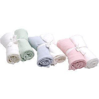 giggle Better Basics Swaddling Blankets, Organic Cotton – Set of 2, Pink/Ivory
