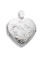 Silverflake -Large Etched Heart Locket