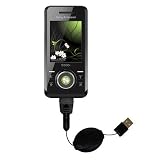 Einziehbares USB Kabel f�r Sony Ericsson S500c mit Hot Sync und aufladen Einsatzm�glichkeiten  von Gomadic mit TipExchange Technology