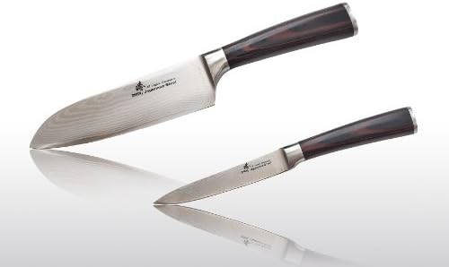Zhen Japanese VG-10 Damascus Steel Santoku Knife starter set, 2-piece