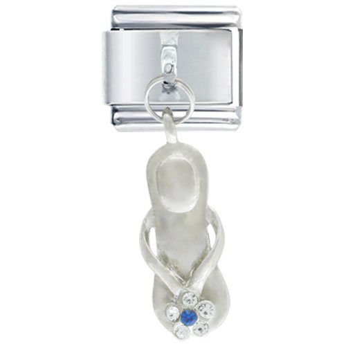 Dangle Blue Rhinestone Sandal Italian Charms