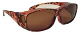 Sun Shield Fit Over Sunglasses with Polarized Lenses - Fits Over Prescription Glasses (Brown Frame / Brown Lens)
