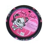 Lady Skull Pink Bowtie Comfort Grip Steering Wheel Cover