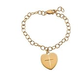 14K Yellow Gold Child's Heart & Cross Bracelet