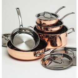 9 Piece Copper Tri Ply Cookware Set (Copper Tri Ply) (Sizes Vary)