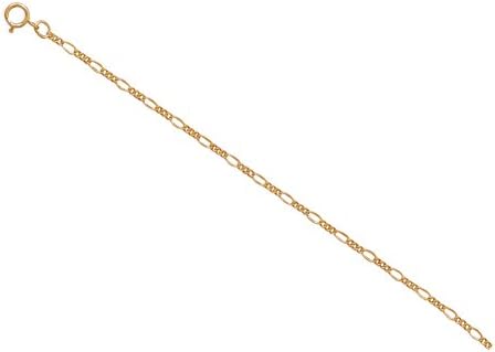 Figaro Chain 14K Yellow Gold Filled Anklet 9-inch, Adjustable Length, Made in the USA
