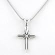 Decorative Graceful Cross Pendant in Sterling Silver on a 20" Rhodium Snake Chain, #7809