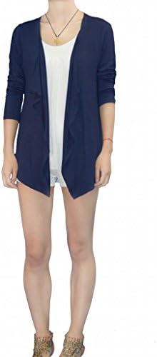 GreatEnvy Women's Loose Shawl Lapel Open Front Cardigan Blue Small