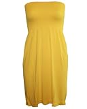 Strapless Seamless Black Yellow Dress with Smocking Top