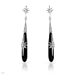 Earrings With Precious Stones - Genuine Clean Diamonds and Onyxes Beautifully Designed in 14K White Gold. Total item weight 5.0g Length 49mm