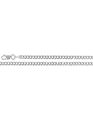 2mm 14K White Gold Solid Concave Curb Classic Link Chain Necklace with Secure Lobster Claw Lock Sizes 16" to 30" Available