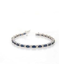 14k Gold 10.23ct tw Emerald Cut 5x3 Sapphire and Diamond Bracelet