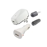 SKQUE WHITE Premium USB Charger Kits (Wall+CAR) With Mini Microphone for Apple ipod Touch iTouch 3rd /4th Generation
