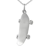 High Polished Sterling Silver Skateboard Pendant