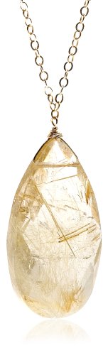 14k Yellow Gold Faceted Rutilated Quartz Necklace - 16 inch