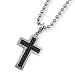 Black Carbon Fiber Polished Stainless Steel Cross Necklace on 22