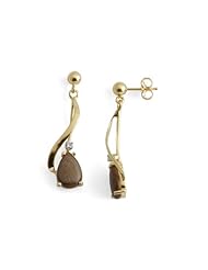 Gold Coral Earrings with Diamonds in 14K Yellow Gold