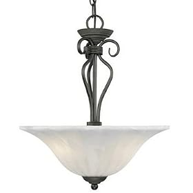Thomas Lighting SL8258-63 Brio - Two Light Pendant, Painted Bronze Finish with Etched Alabaster Swirl Ribbed Glass