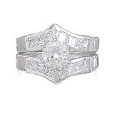 Rhodium Plated Sterling Silver Two Piece CZ Ring