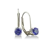 4mm Round Tanzanite Leverback Earrings in 14k White Gold [Jewelry]