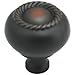 25 Pack - Cosmas 4040ORB Oil Rubbed Bronze Rope/Scroll Cabinet Hardware Knob with Matching Backplate - 1-1/4