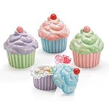SetOf4CupcakeBowls/DishesWithLidsAdorablePartyOrKitchenDecor