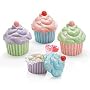 Set Of 4 Cupcake Bowls/Dishes With Lids Adorable Party Or Kitchen Decor